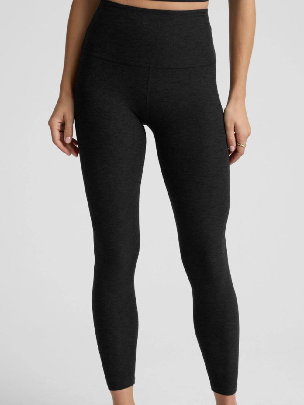 Beyond Yoga Spacedye Layered Long Line Bra + Legging Set in Black | Size XS/S - Picture 7 of 8